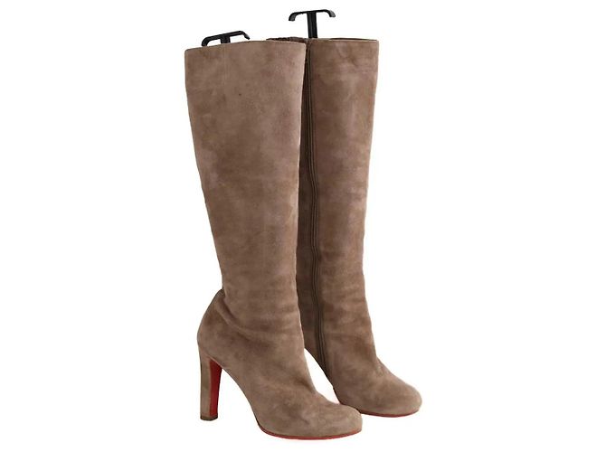 Botas Christian Louboutin de gamuza marrón - vista 3