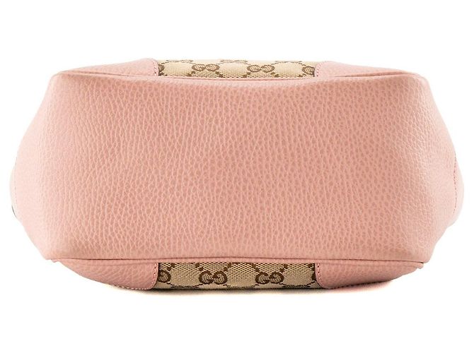 GUCCI - Borsa a tracolla Bree Gucci in tela monogrammata marrone e pelle grana rosa - vista 4