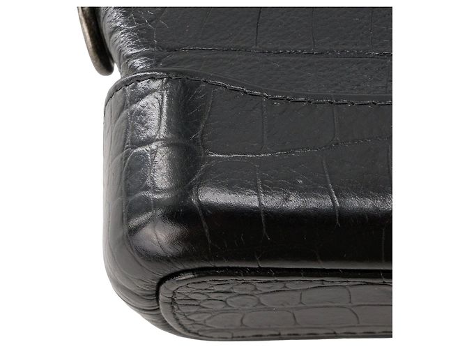 CHANEL - Borsa a tracolla Gabrielle mini Chanel in pelle embossed coccodrillo nero - vista 5