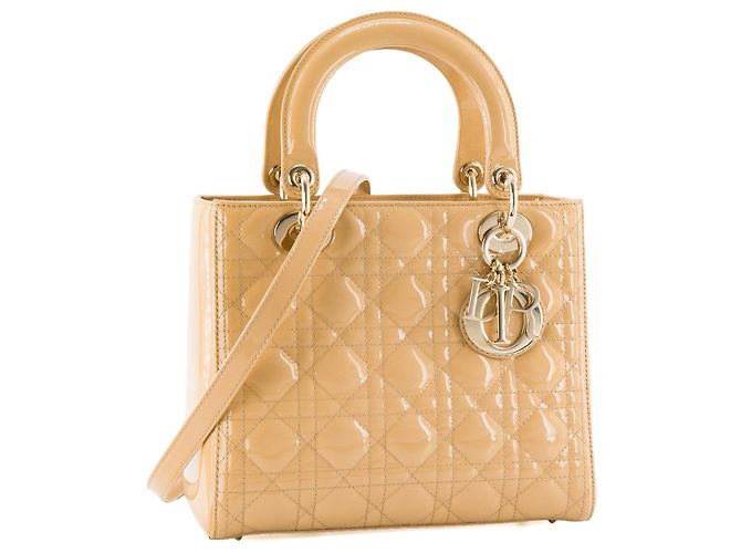 DIOR - Bolso de mano Lady Dior Medium en piel cannage charol amarillo - vista 2
