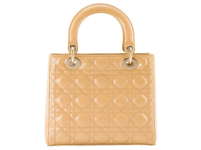 DIOR - Bolso de mano Lady Dior Medium en piel cannage charol amarillo - vista 3