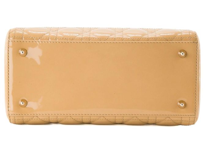 DIOR - Bolso de mano Lady Dior Medium en piel cannage charol amarillo - vista 4