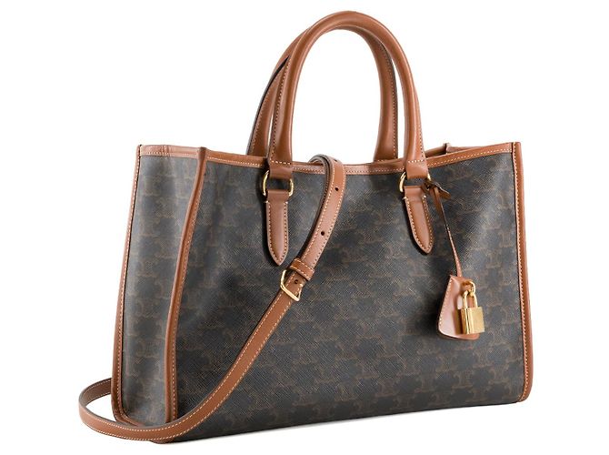 Céline CELINE - Borsa Celine Cabas Horizontal in tela rivestita Triomphe marrone - vista 2
