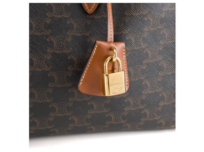 Céline CELINE - Borsa Celine Cabas Horizontal in tela rivestita Triomphe marrone - vista 5