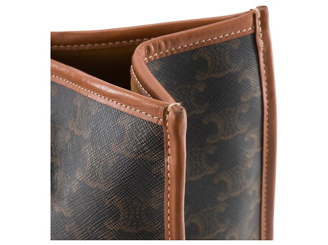 Céline CELINE - Borsa Celine Cabas Horizontal in tela rivestita Triomphe marrone - vista 6