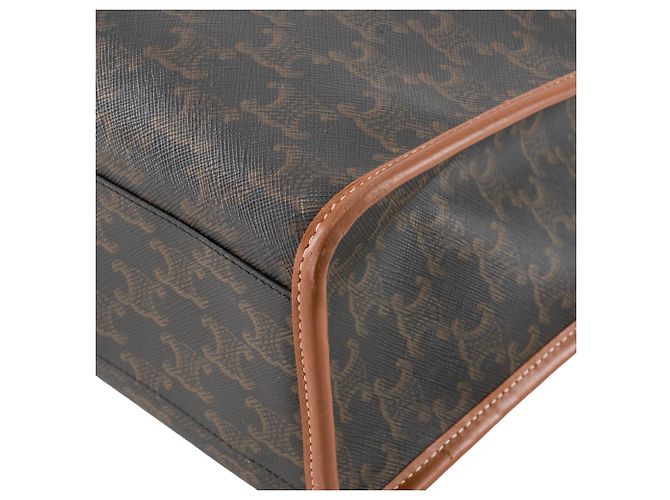 Céline CELINE - Borsa Celine Cabas Horizontal in tela rivestita Triomphe marrone - vista 7