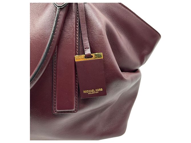 Michael Kors Collection Borsa Satchel Lexi Large in pelle bordeaux - vista 5