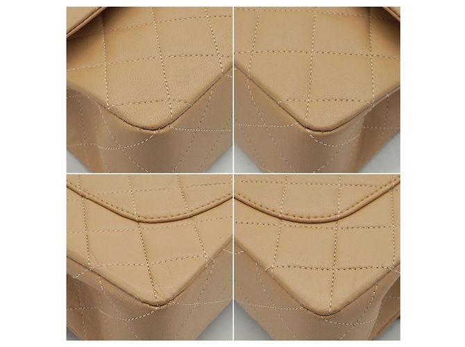 Timeless Chanel Vintage Classic Double Flap Small Schultertasche aus gestepptem Lammleder Beige - Ansicht 7