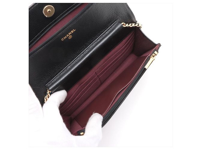 Timeless Chanel WOC em couro Caviar acolchoado com aba Crossbody Black - vista 6
