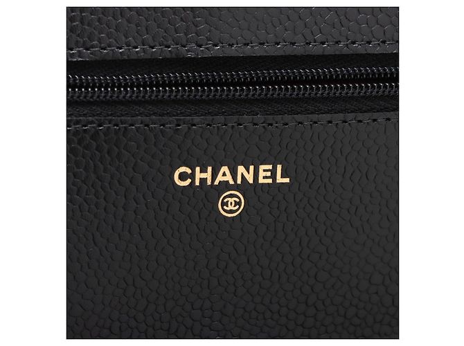 Timeless Chanel WOC em couro Caviar acolchoado com aba Crossbody Black - vista 11