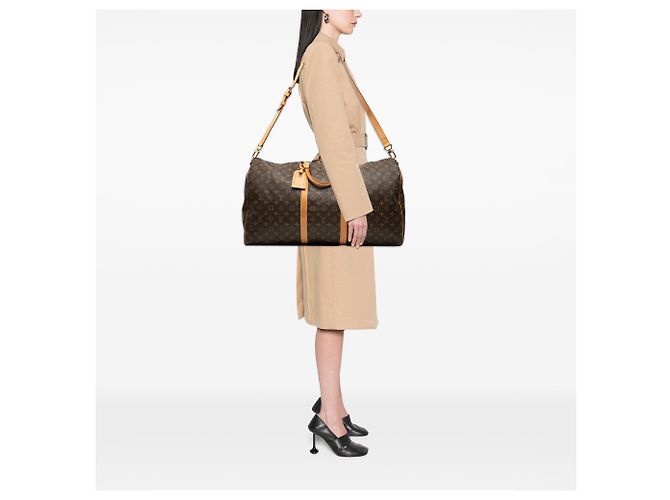 Borsa da viaggio Louis Vuitton Monogram Keepall Bandouliere 60 Marrone - vista 8