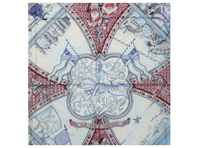 Hermès La Vie a Cheval Seidentuch Blau 90 Scarves - Ansicht 7