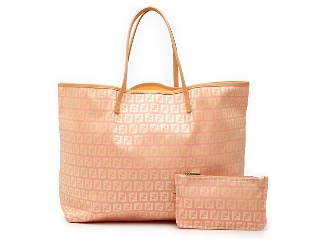 Fendi Medium Zucchino Canvas Roll Tote in Rosa - Ansicht 8