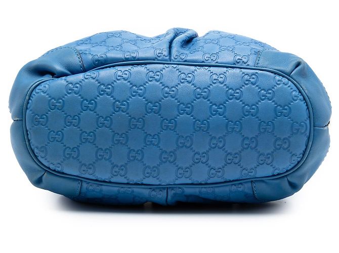 Borsa Satchel Gucci Guccissima Sukey Blu - vista 3