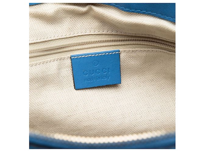 Borsa Satchel Gucci Guccissima Sukey Blu - vista 5