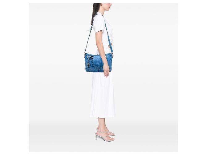 Borsa Satchel Gucci Guccissima Sukey Blu - vista 7