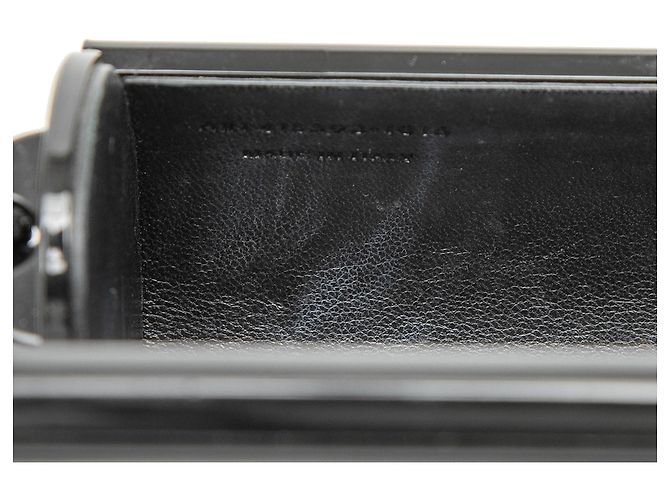 Autre Marque Borsa Box Opium monocromatica con monogramma Saint Laurent in pelle di agnello e acrilico costoluto con frange, nera - vista 6