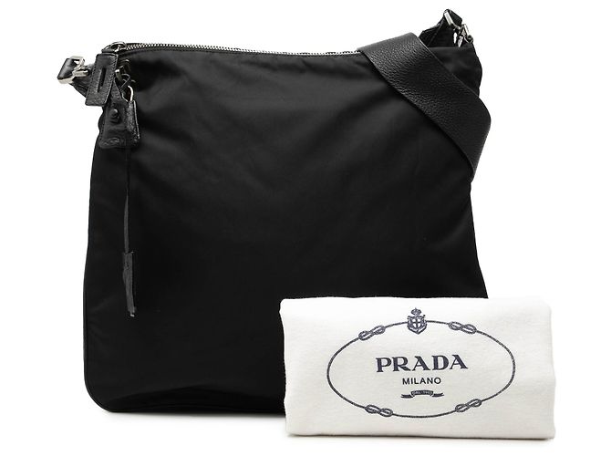 Sac à épaule Prada Tessuto noir avec fermeture éclair - vue 7