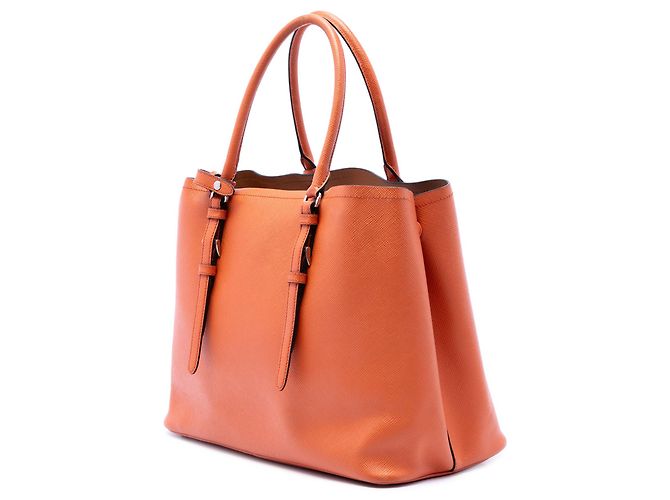 Borsa Prada Medium Saffiano Cuir con Doppio Manico Arancione - vista 2