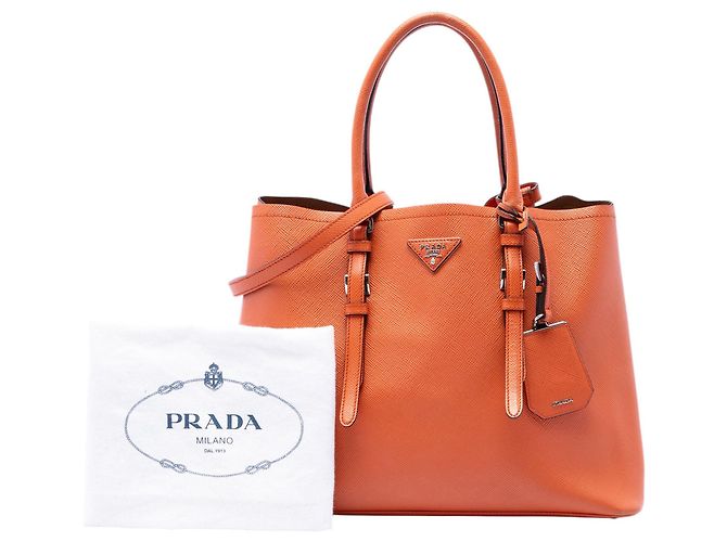 Borsa Prada Medium Saffiano Cuir con Doppio Manico Arancione - vista 8