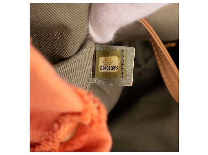 Sac à dos Chanel Paris Cuba Chevron Canvas Twist Drawstring Orange - vue 6