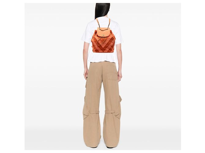 Sac à dos Chanel Paris Cuba Chevron Canvas Twist Drawstring Orange - vue 8