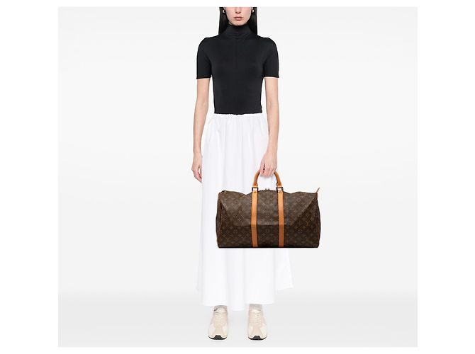 Sac de voyage Louis Vuitton Monogram Keepall 50 Marron - vue 7