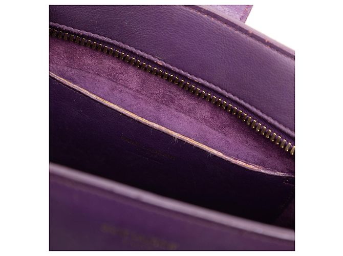 Autre Marque Borsa Cabas Satchel Monogram in pelle Baby Saint Laurent Viola - vista 5