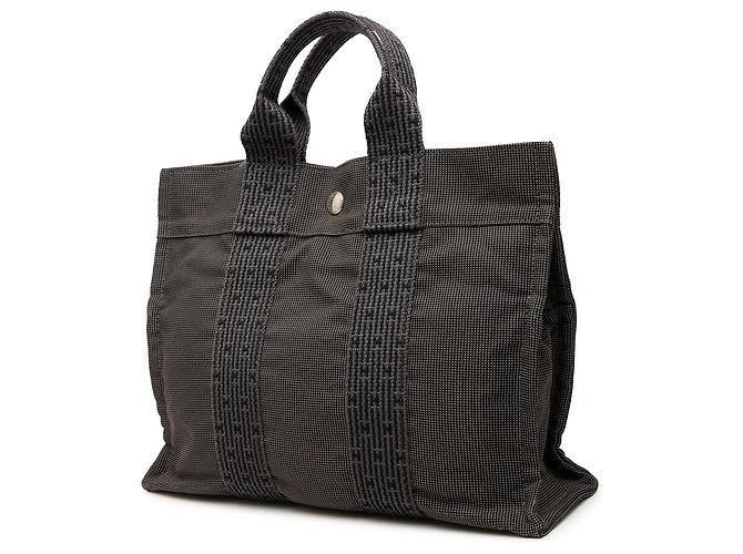 Bolso Tote Hermès Herline PM de lona gris - vista 2