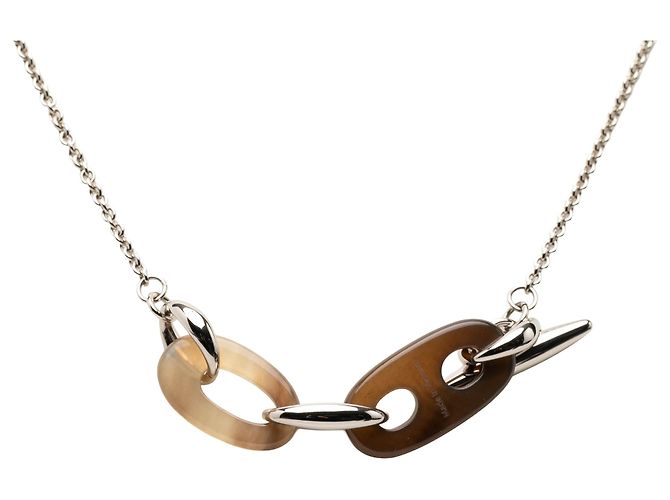 Collana con pendente Maillon in corno di bufalo e placcato palladio argentato Hermès - vista 2