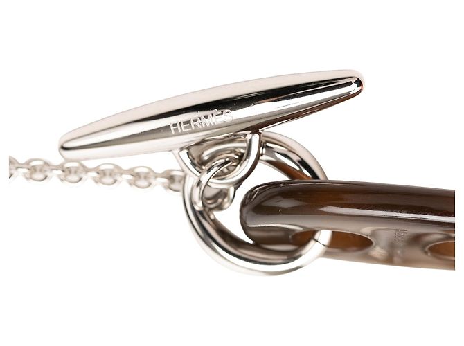 Collana con pendente Maillon in corno di bufalo e placcato palladio argentato Hermès - vista 4