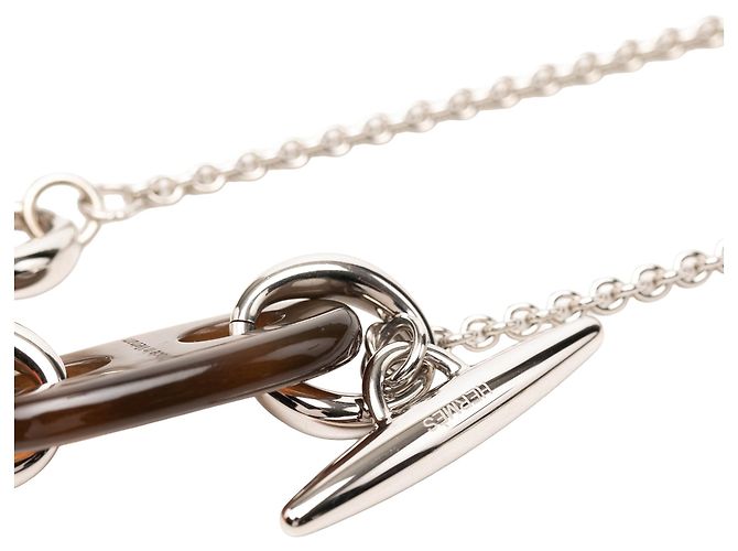 Collana con pendente Maillon in corno di bufalo e placcato palladio argentato Hermès - vista 5