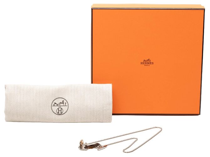 Collana con pendente Maillon in corno di bufalo e placcato palladio argentato Hermès - vista 7