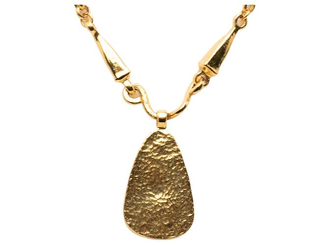 Collana con pendente Chanel CC logo a goccia placcato oro - vista 2