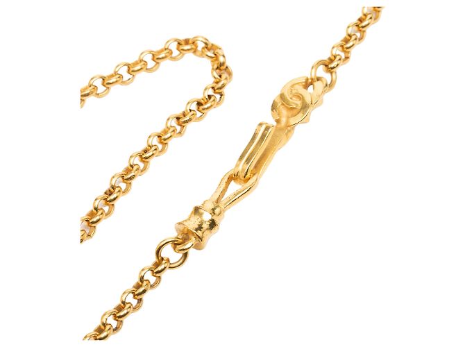 Collana con pendente Chanel CC logo a goccia placcato oro - vista 3