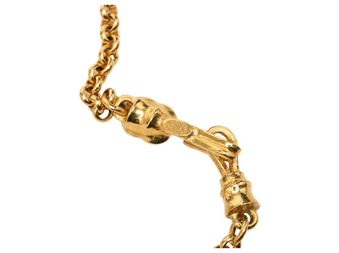 Collana con pendente Chanel CC logo a goccia placcato oro - vista 4