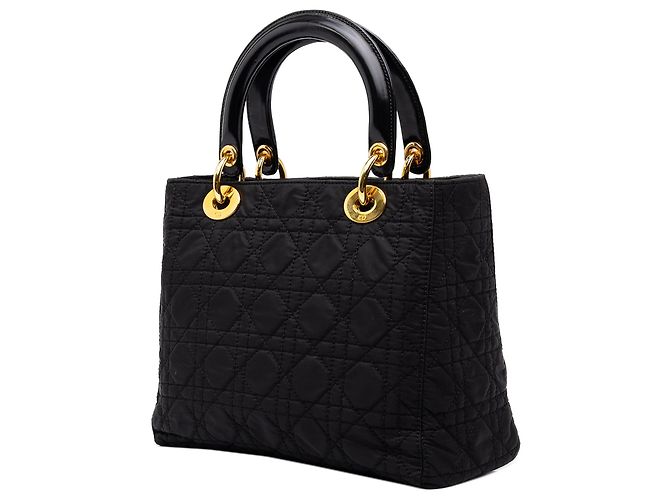 Borsa Lady Dior Medium in nylon Cannage nero - vista 2