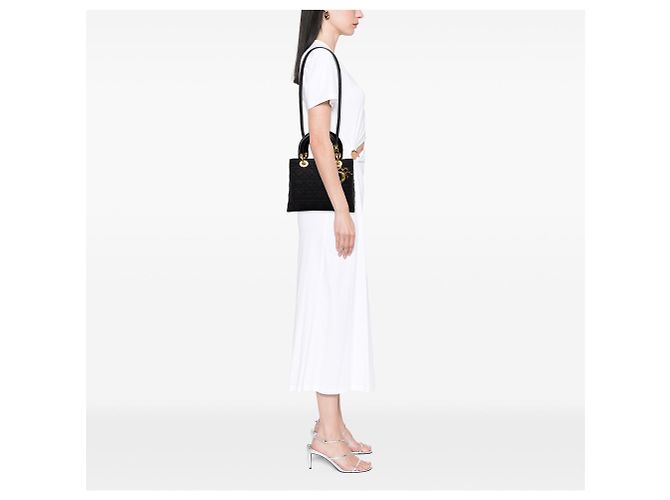Borsa Lady Dior Medium in nylon Cannage nero - vista 6