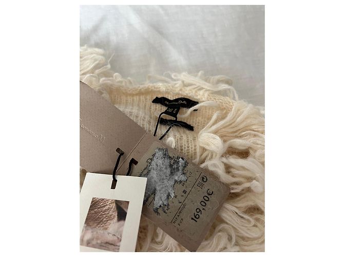 Massimo Dutti Colete de malha texturizada creme - vista 7
