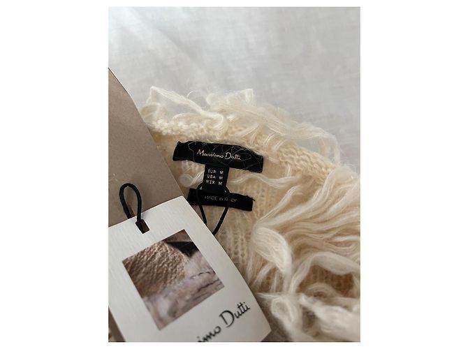 Massimo Dutti Colete de malha texturizada creme - vista 8