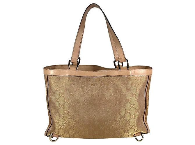 Borsa Tote Gucci Abbey in tela GG beige e oro - vista 3