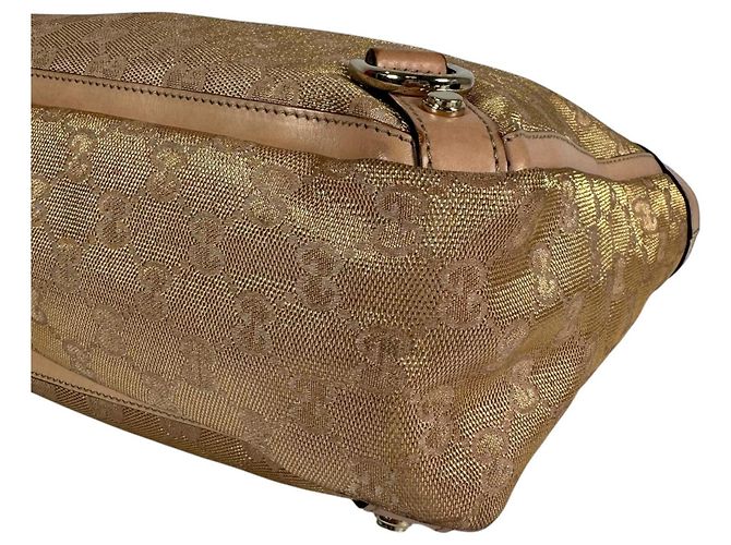 Borsa Tote Gucci Abbey in tela GG beige e oro - vista 5