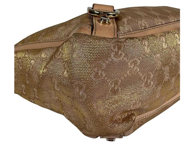 Borsa Tote Gucci Abbey in tela GG beige e oro - vista 6