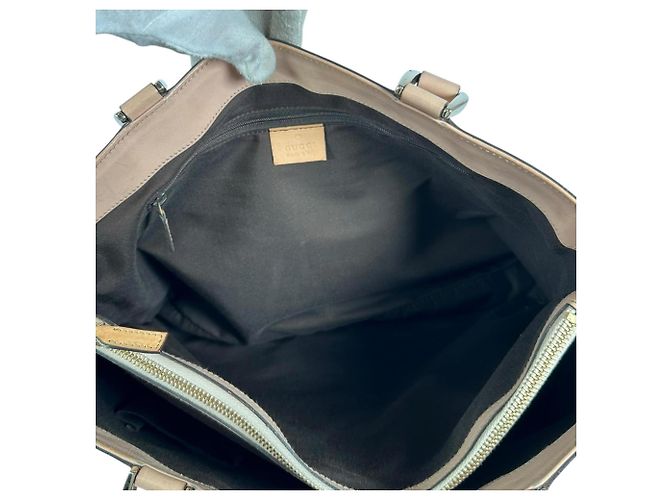 Borsa Tote Gucci Abbey in tela GG beige e oro - vista 8