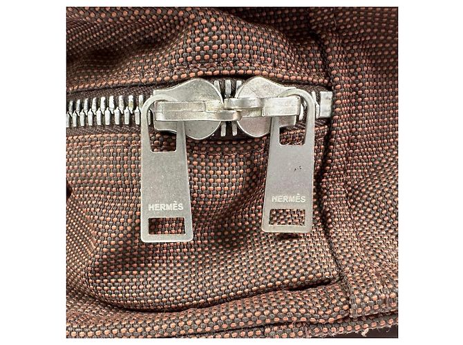 Hermès Zaino Hermes Herline Ad MM Brown Canvas - vista 15
