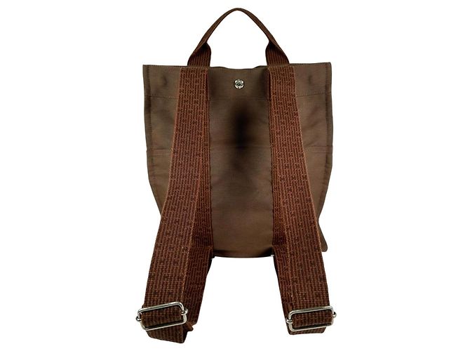 Hermès Zaino Hermes Herline Ad MM Brown Canvas - vista 3