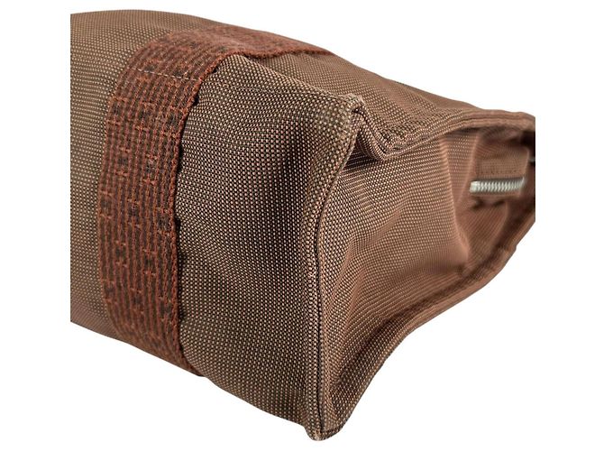 Hermès Zaino Hermes Herline Ad MM Brown Canvas - vista 5