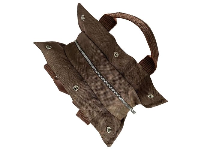 Hermès Zaino Hermes Herline Ad MM Brown Canvas - vista 9