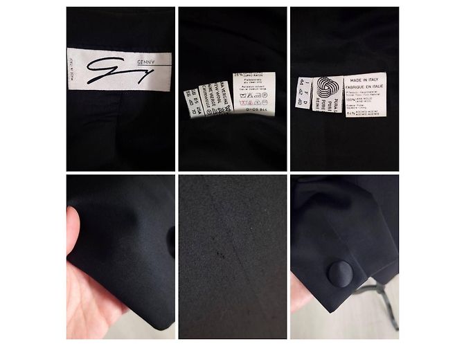 Genny Black Wool Double-Breasted Tuxedo Jacket - view 10