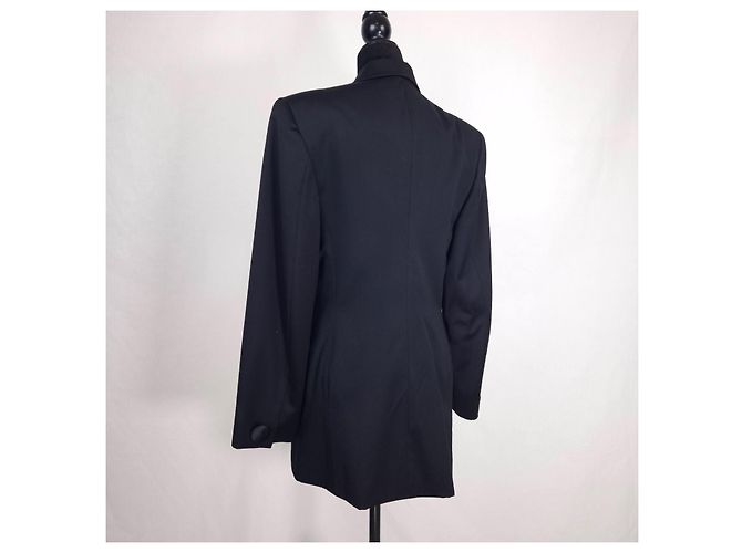Genny Black Wool Double-Breasted Tuxedo Jacket - view 2